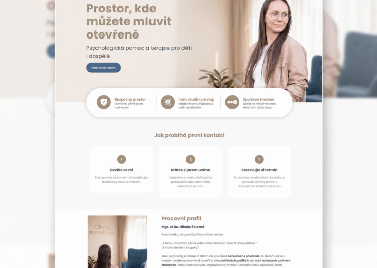 Reference - web Volnonožec pro psycholožku